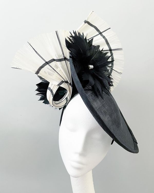 Black and Cream Fan Style Hat